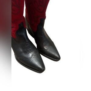 Vintage 90s Red & Black NINE WEST Cowboy Boots size 6 1990s Western Southwest